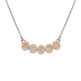 14K Two Tone Natural Oval Yellow Diamond Five Stone Necklace